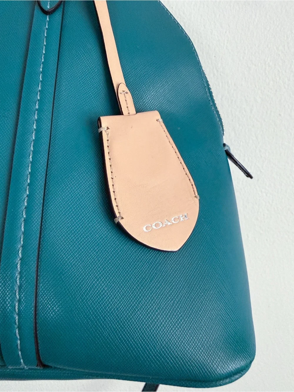 Jade green Coach Peyton leather Cora domed satchel